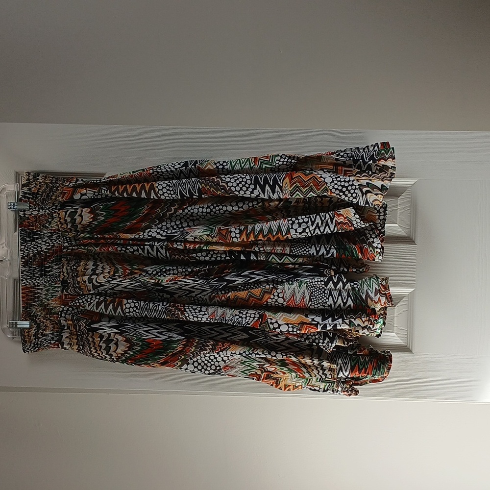 Grace Elements Vibrant Abstract Print Boho‎ Festival Gypsy Artsy A-Line Skirt